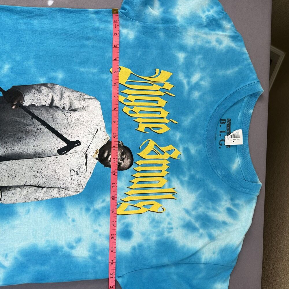 Biggie Smalls Shirt Mens Medium Blue Tie Dye Mo Money Mo Problems Rap Hip Hop - Picture 5 of 8